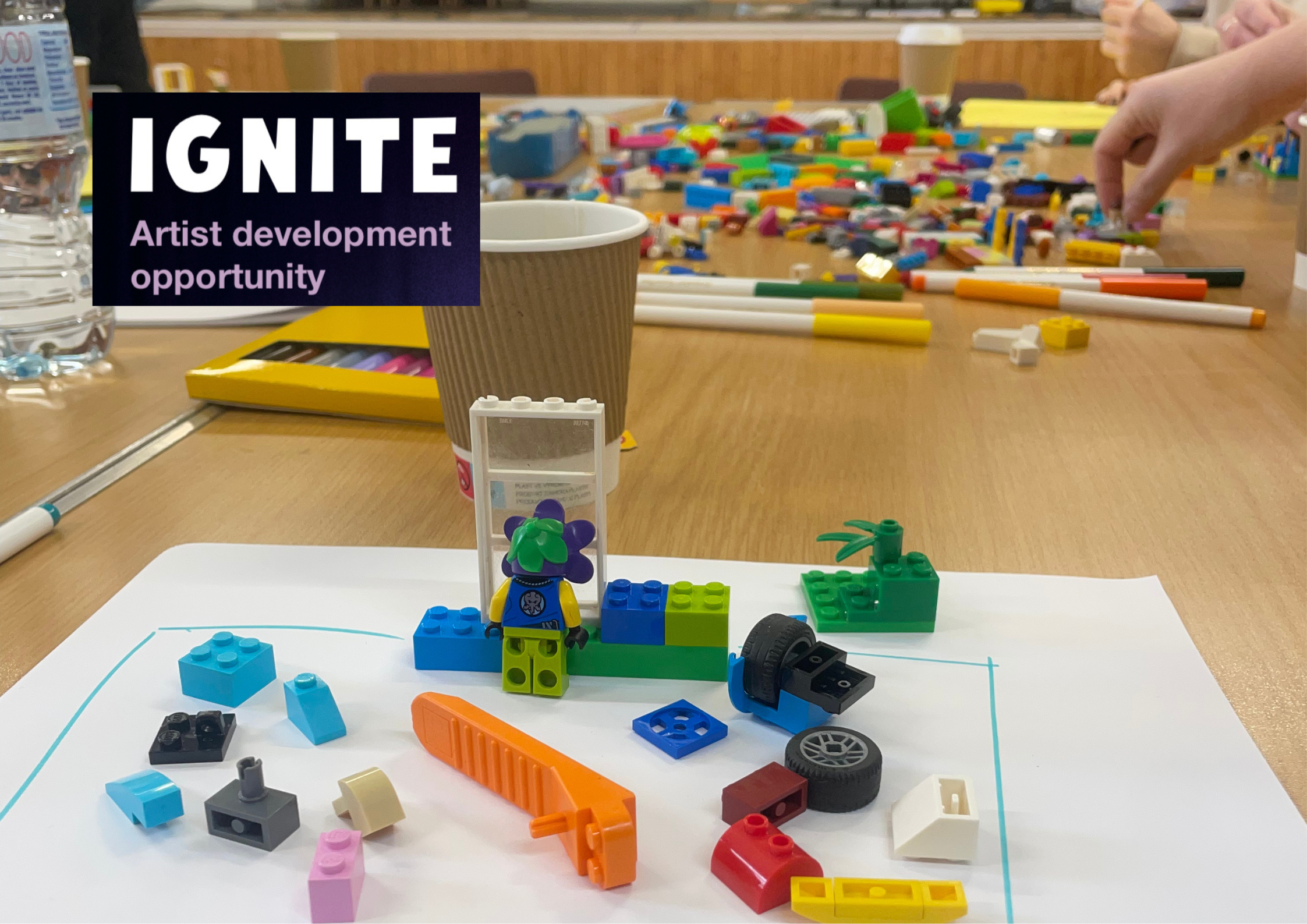 Workshop actvity with pens and paper and lego